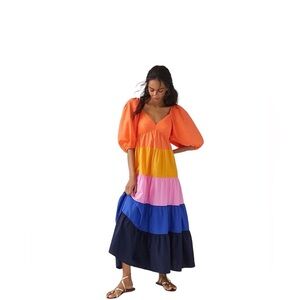 NWT Farm Rio Tiered Colorblocked Maxi Dress